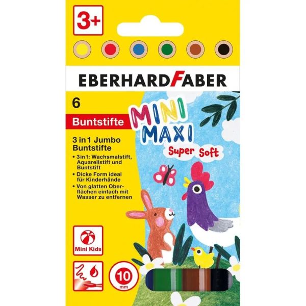 EF Minimaxi 3ü Bir Arada Jumbo Renkli Kalem 6lı