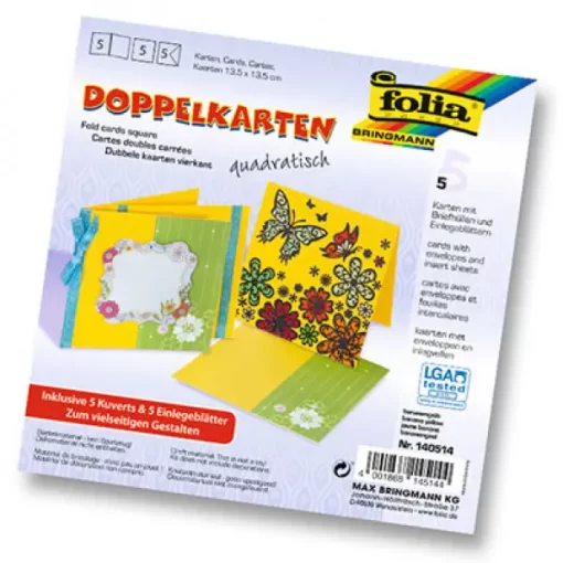 Folia Çiftli Kart 13.5X13.5 5 kart+zarf+pembe