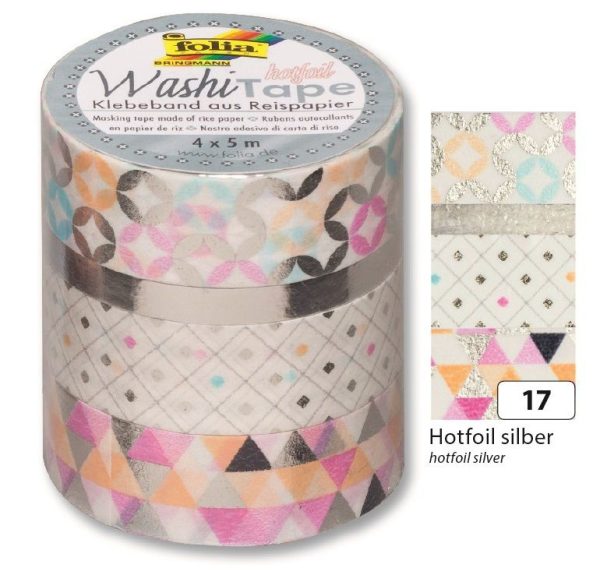 Folia Washi Tape 5 li Set Gümüş