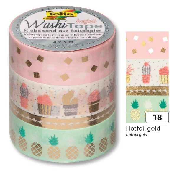 Folia Washi Tape 3 lü Set Altın