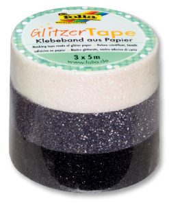 Folia GlitterTape 15mmx5m 3set beyaz/gri/siyah