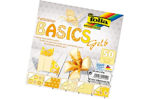 Folia Origami Kağıt 15x15 Basics Sarı 50tabaka