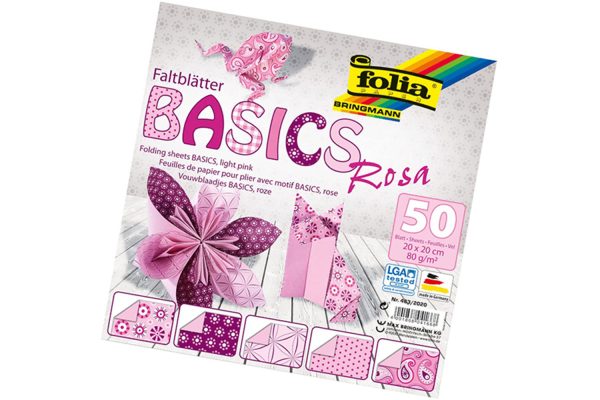 Folia Origami Kağıt 20x20 Basics Pembe 50tabaka