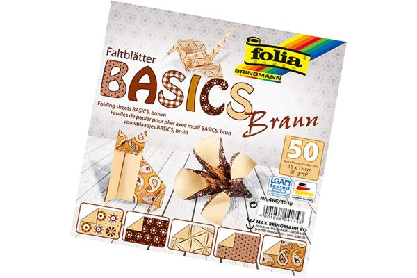 Folia Origami Kağıt 15x15 Basics Kahve 50tabaka