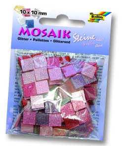 Folia Mozaik 10x10mm 45 gr Glitter-pembe 190 adet