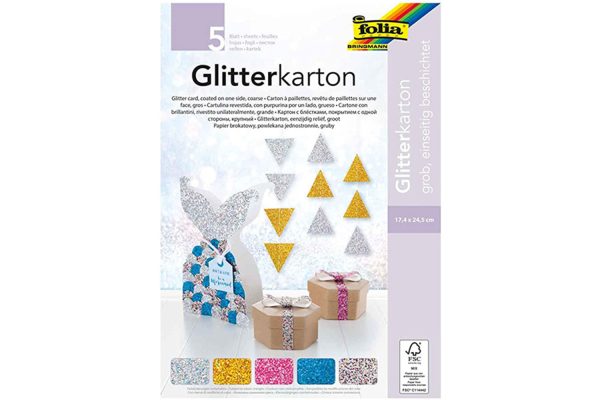 Folia Glitter Karton Parlak Blok 5 Yaprak 300gsm