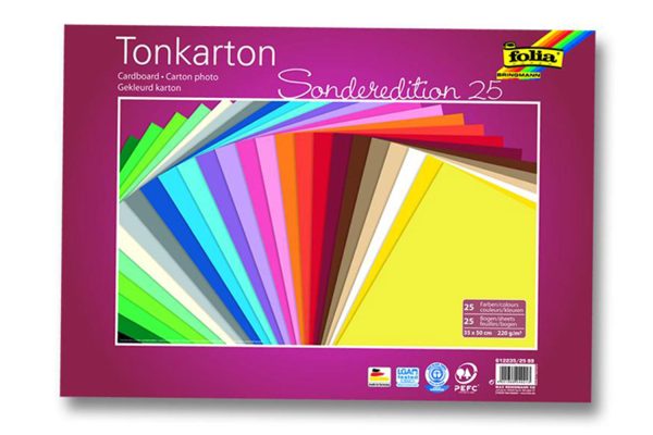 Folia Fon Kartonu 220gsm 25x35 25 renk 25 Tabaka