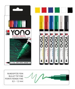 Marabu YONO Marker Set, 6x0.5-1.5mm