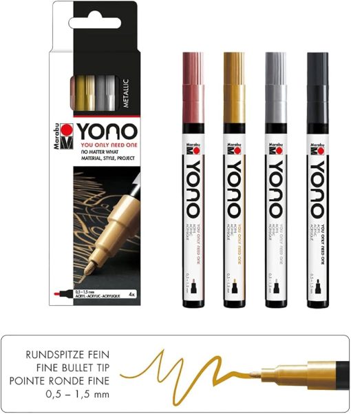 Marabu YONO Marker Set METAL, 4x1.5-3mm