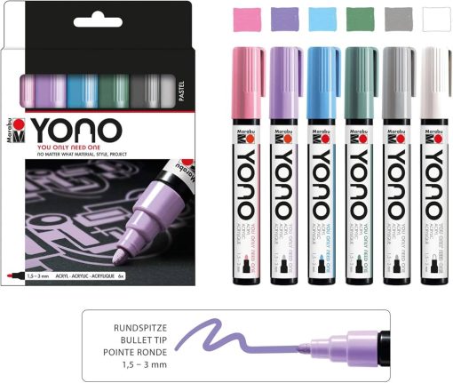 Marabu YONO Marker Set, 6x1.5-3mm