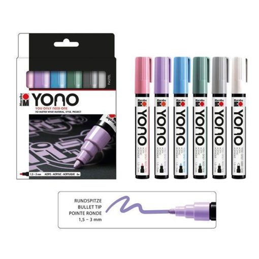 Marabu YONO Marker Set PASTEL 6x1.5-3mm