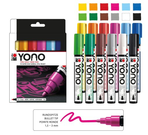 Marabu YONO Marker Set, 12x1.5-3mm
