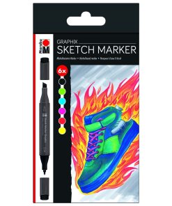 Marabu Sketch Marker Graphix Set Heat 6 Renk