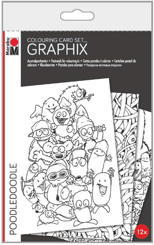 Marabu Colouring Card Set Graphix 350gr 12 adet