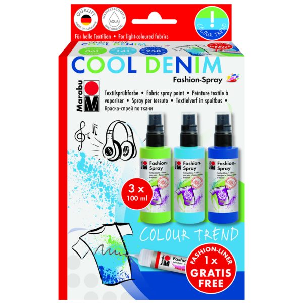 Marabu Fashion Spray Set 3 Renk Cool Denim