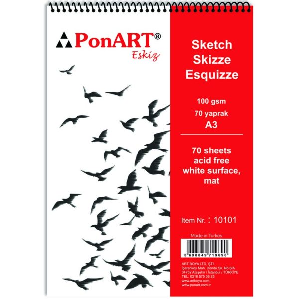 PonART Eskiz Blok 100gr A3 70 Yaprak